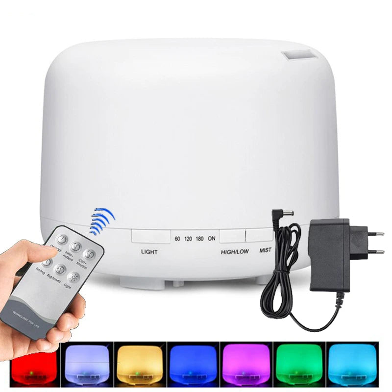 Air Humidifier Aroma Diffuser With Power Adapter, Essential Oil Machine With Seven-Color Changing Night Light, Home Fragrance
