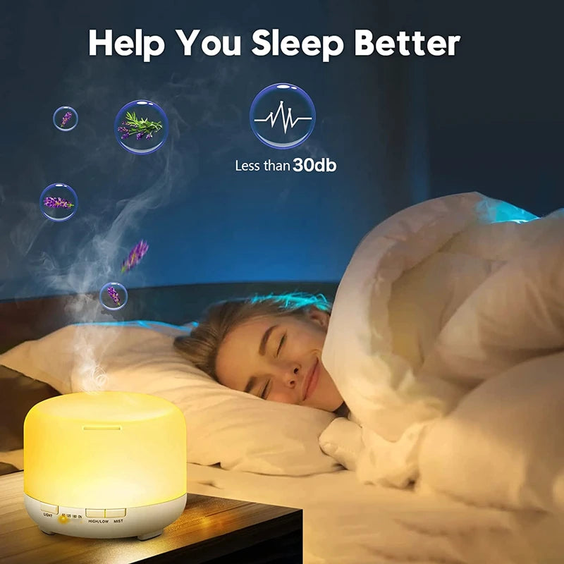 Air Humidifier Aroma Diffuser With Power Adapter, Essential Oil Machine With Seven-Color Changing Night Light, Home Fragrance