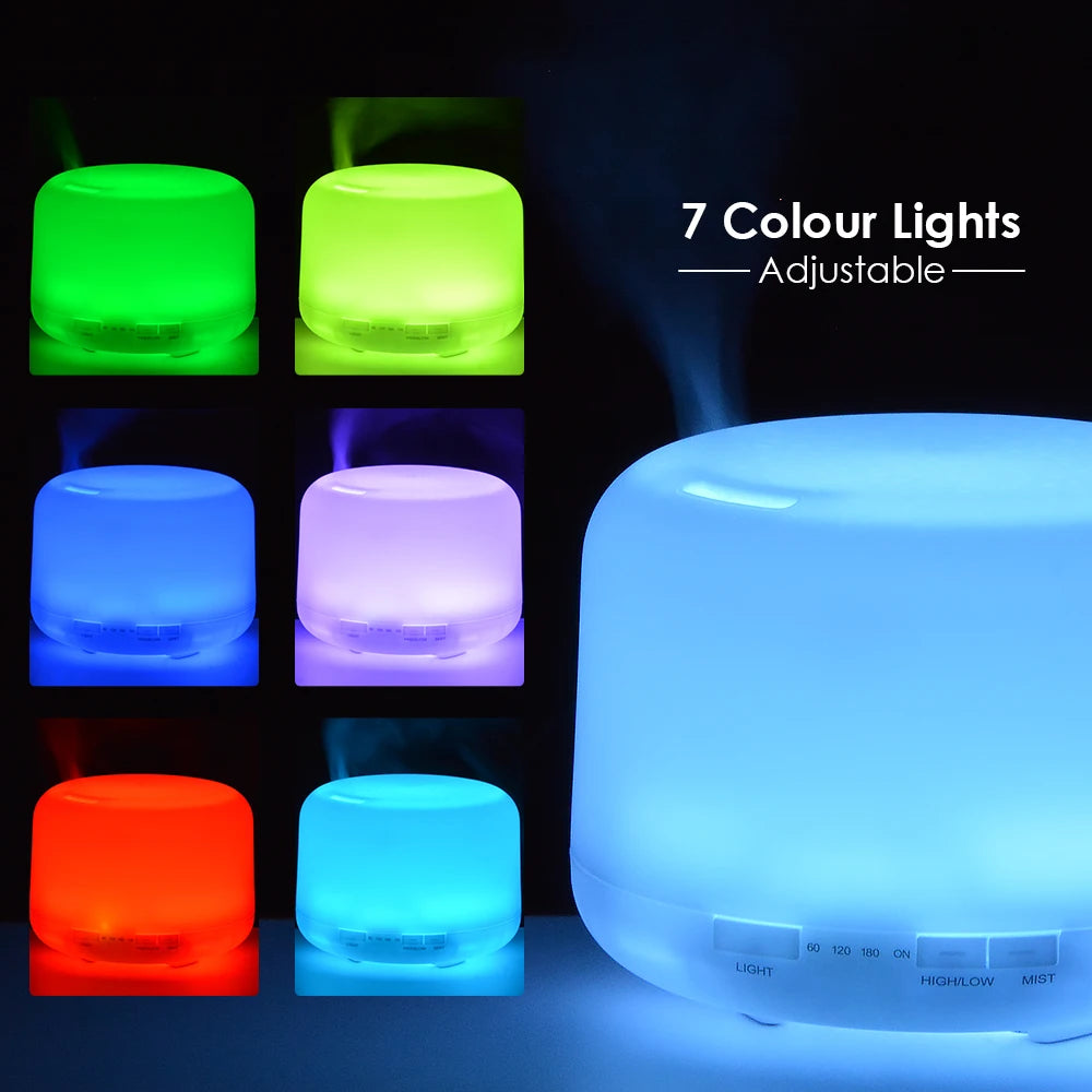 Air Humidifier Aroma Diffuser With Power Adapter, Essential Oil Machine With Seven-Color Changing Night Light, Home Fragrance