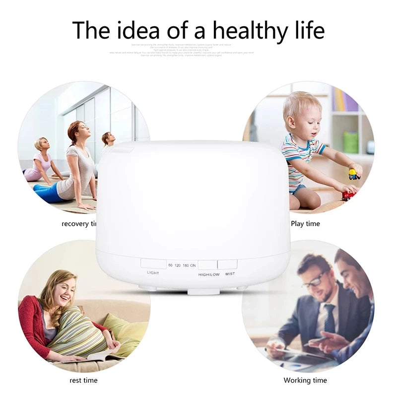 Air Humidifier Aroma Diffuser With Power Adapter, Essential Oil Machine With Seven-Color Changing Night Light, Home Fragrance