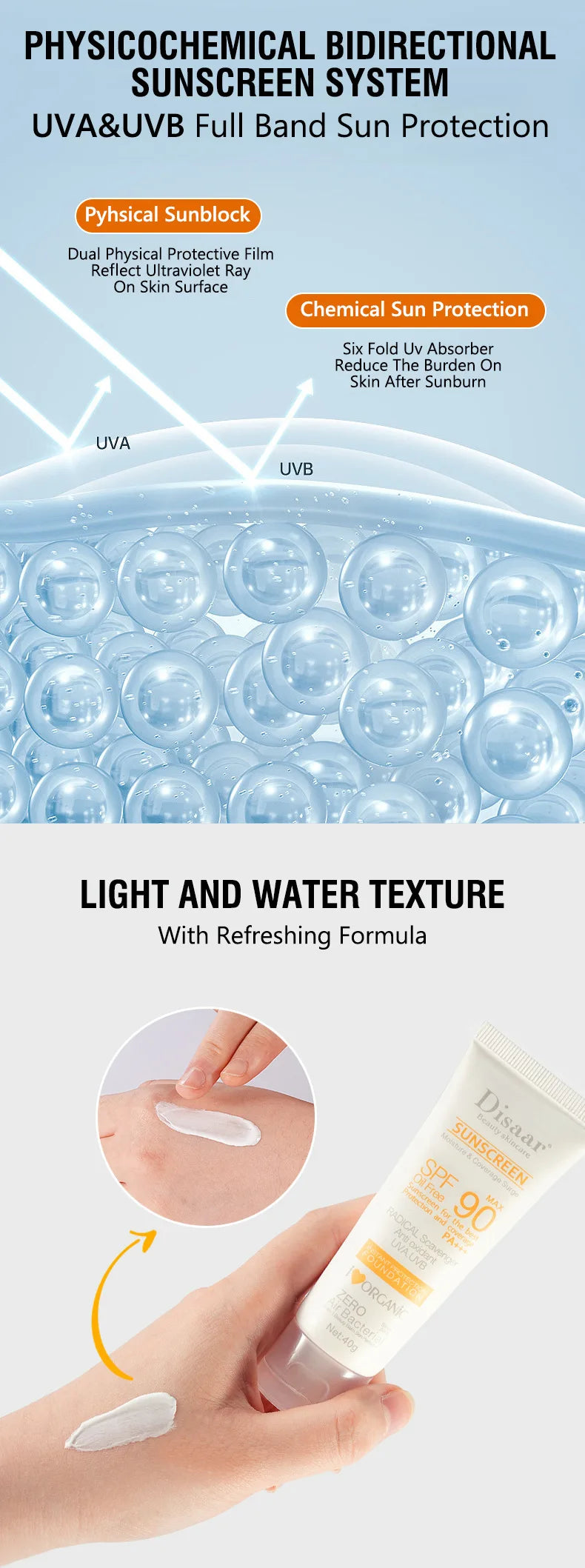 Facial Body Sunscreen Waterproof SPF 90+UV Sun Cream Sunblock Skin Protective Cream Anti Sun Facial Seaside Protection Cream